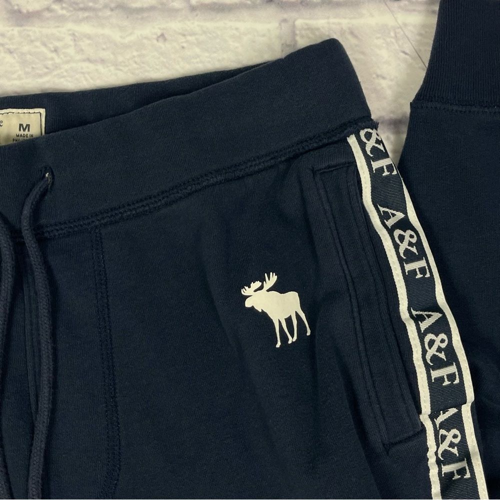Abercrombie & Fitch Navy Blue Logo Tape Joggers - Picture 3 of 6